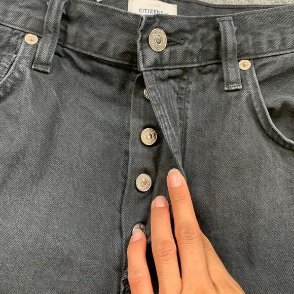 Citizens Of Humanity Shorts Women 26 Faded Black Abita Button Fly Micro Denim - Picture 3 of 12